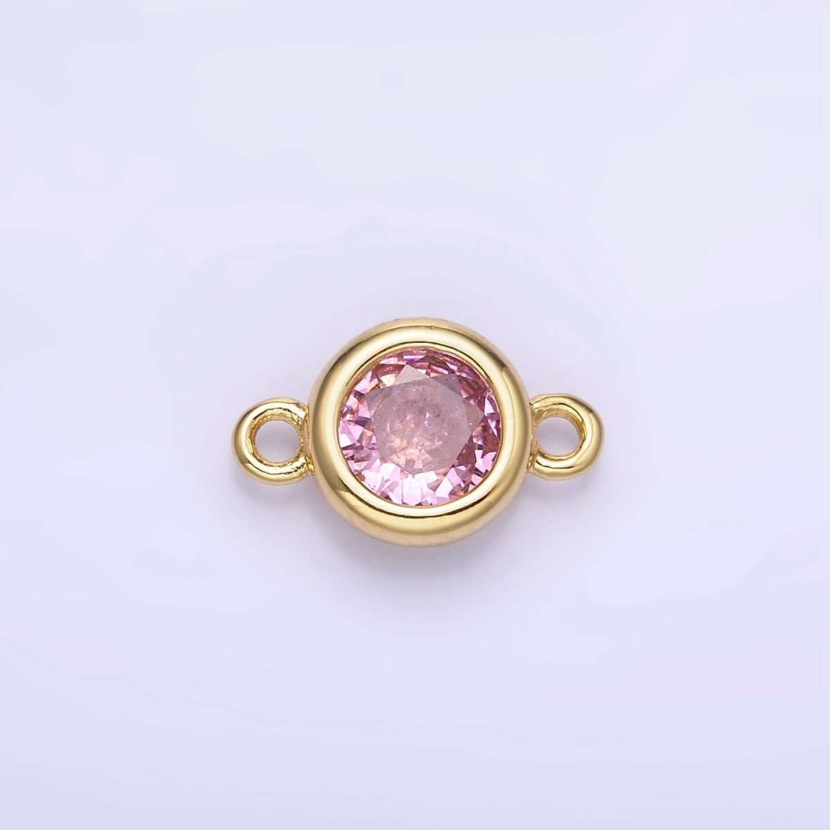 14K Gold Filled Multifaceted CZ Bezel Round Connector | G406 - G413 - DLUXCA