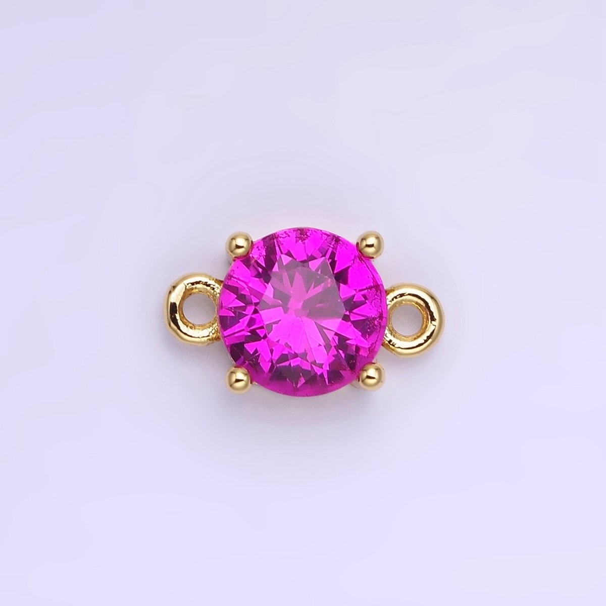 14K Gold Filled Multifaceted CZ Round Connector in Gold & Silver | G394 - G405 - DLUXCA