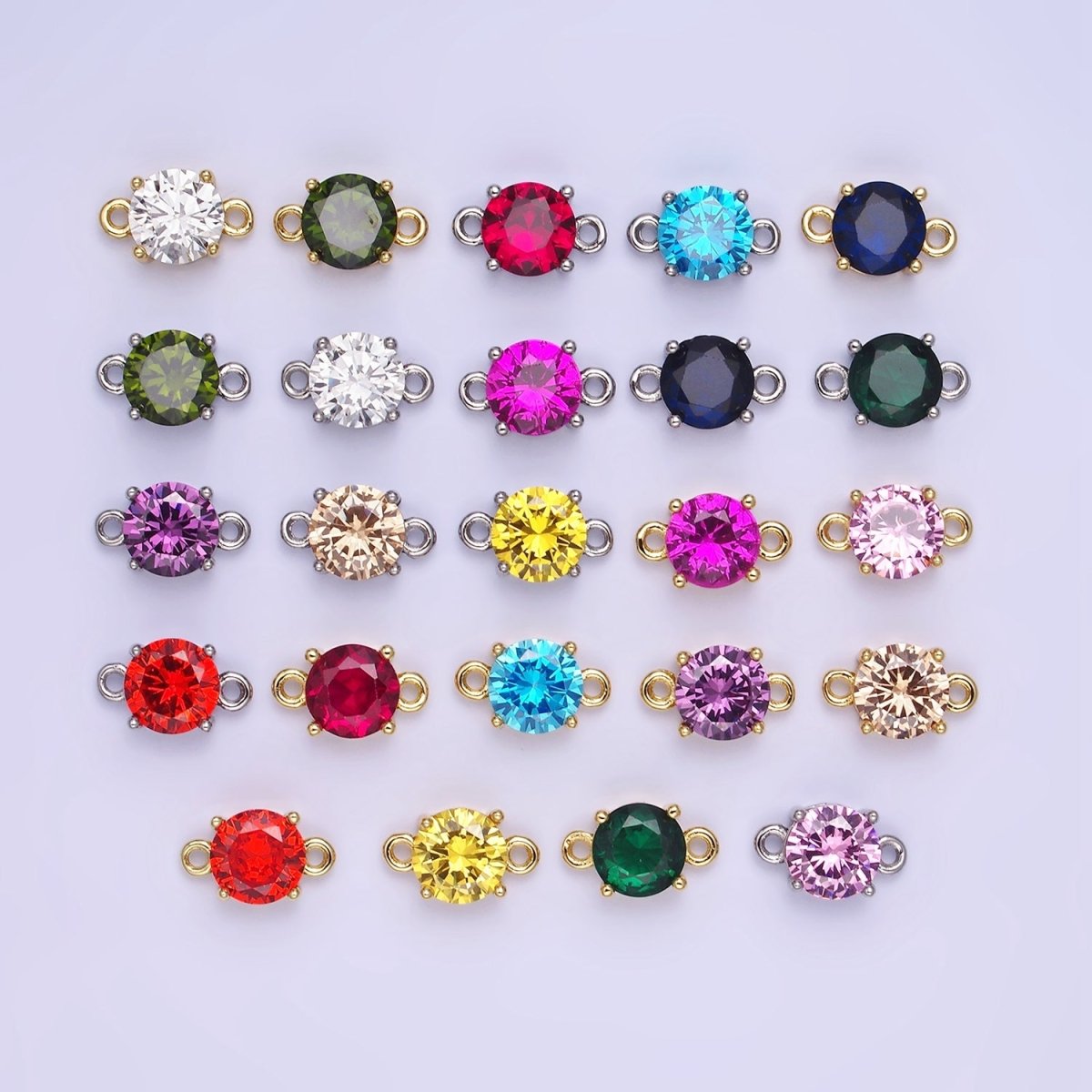 14K Gold Filled Multifaceted CZ Round Connector in Gold & Silver | G394 - G405 - DLUXCA