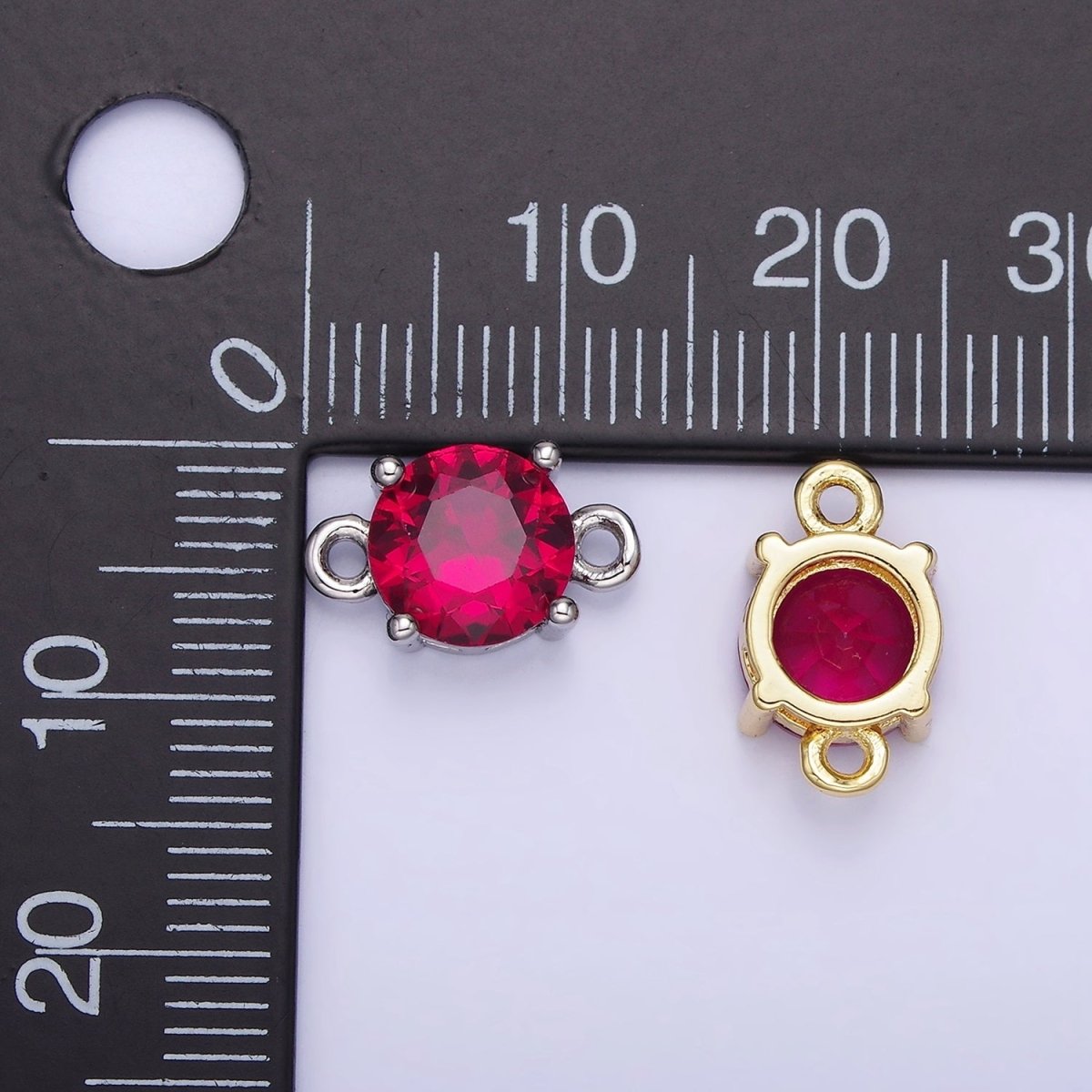 14K Gold Filled Multifaceted CZ Round Connector in Gold & Silver | G394 - G405 - DLUXCA