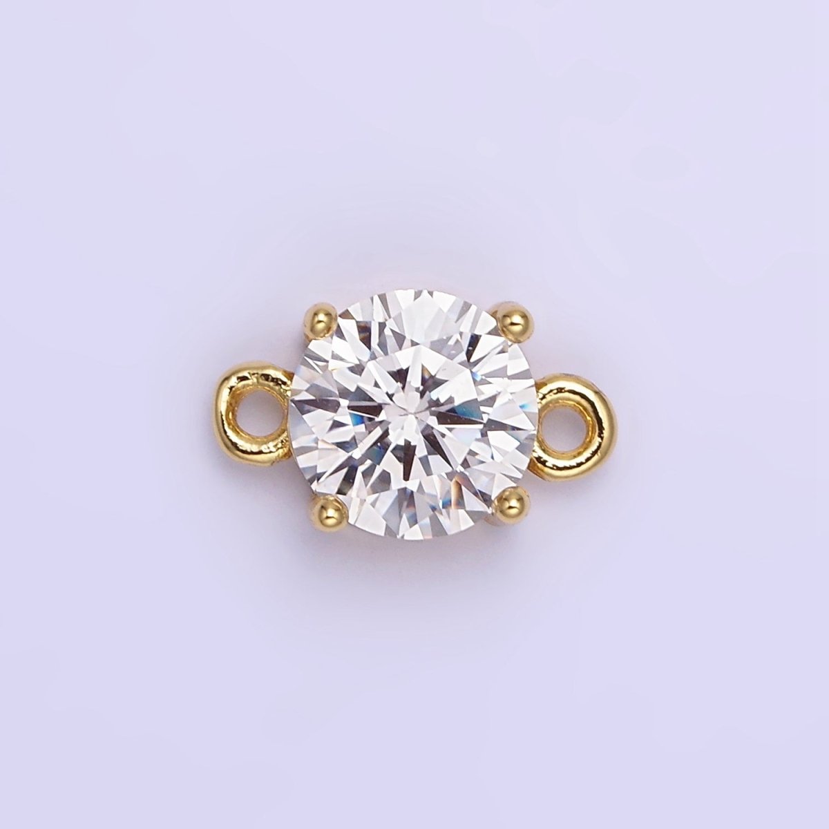 14K Gold Filled Multifaceted CZ Round Connector in Gold & Silver | G394 - G405 - DLUXCA