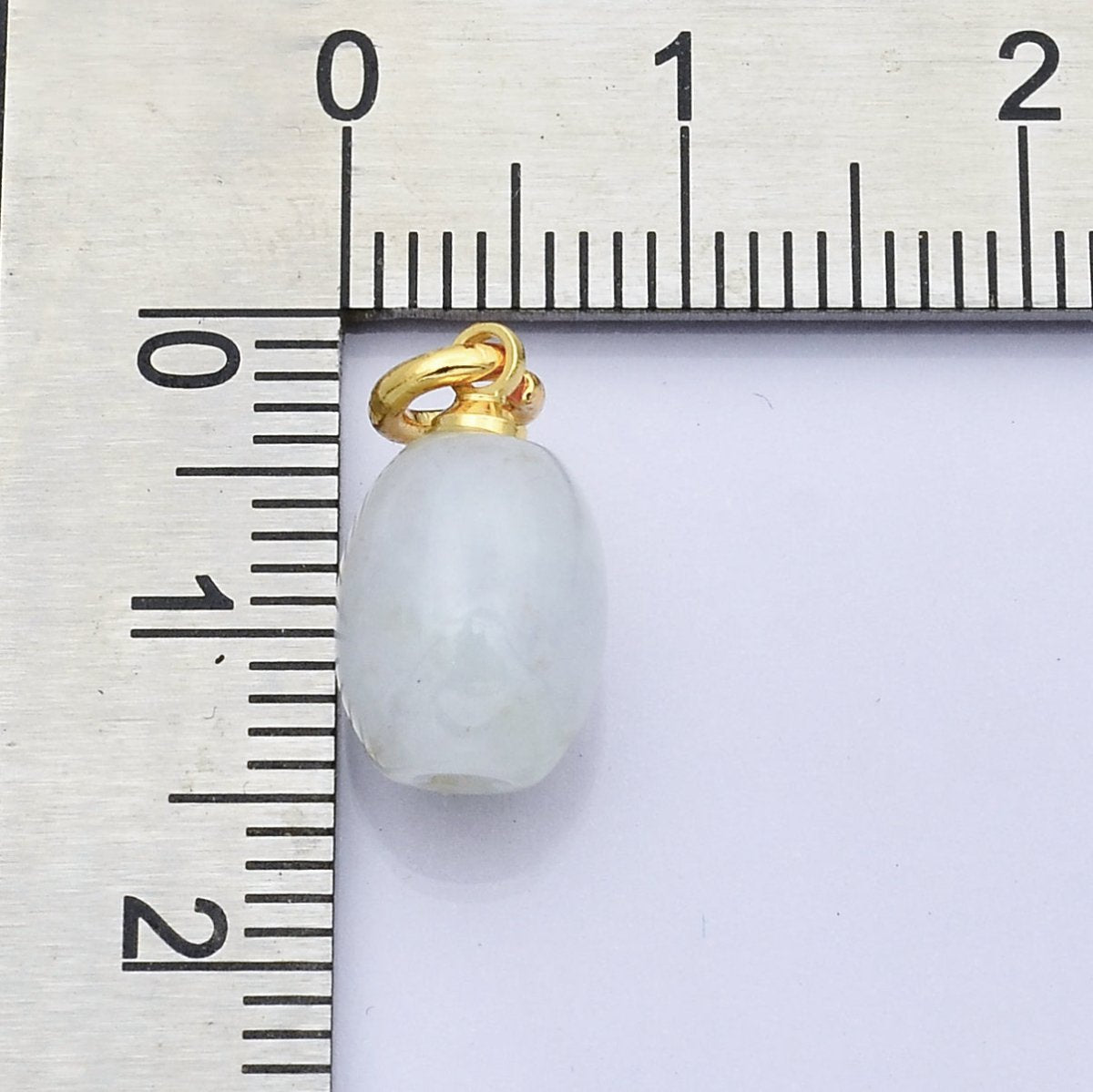 14K Gold Filled Natural Green Jade Gemstone Oblong Charm | D232 D247 - DLUXCA