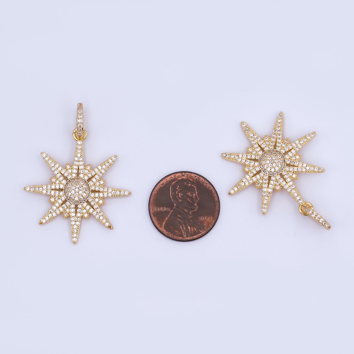 14K Gold Filled Northern Star Pendant Charm, Micro Pave Celestial Statement Pendant For Jewelry Necklace Supply Component H - 808 - DLUXCA
