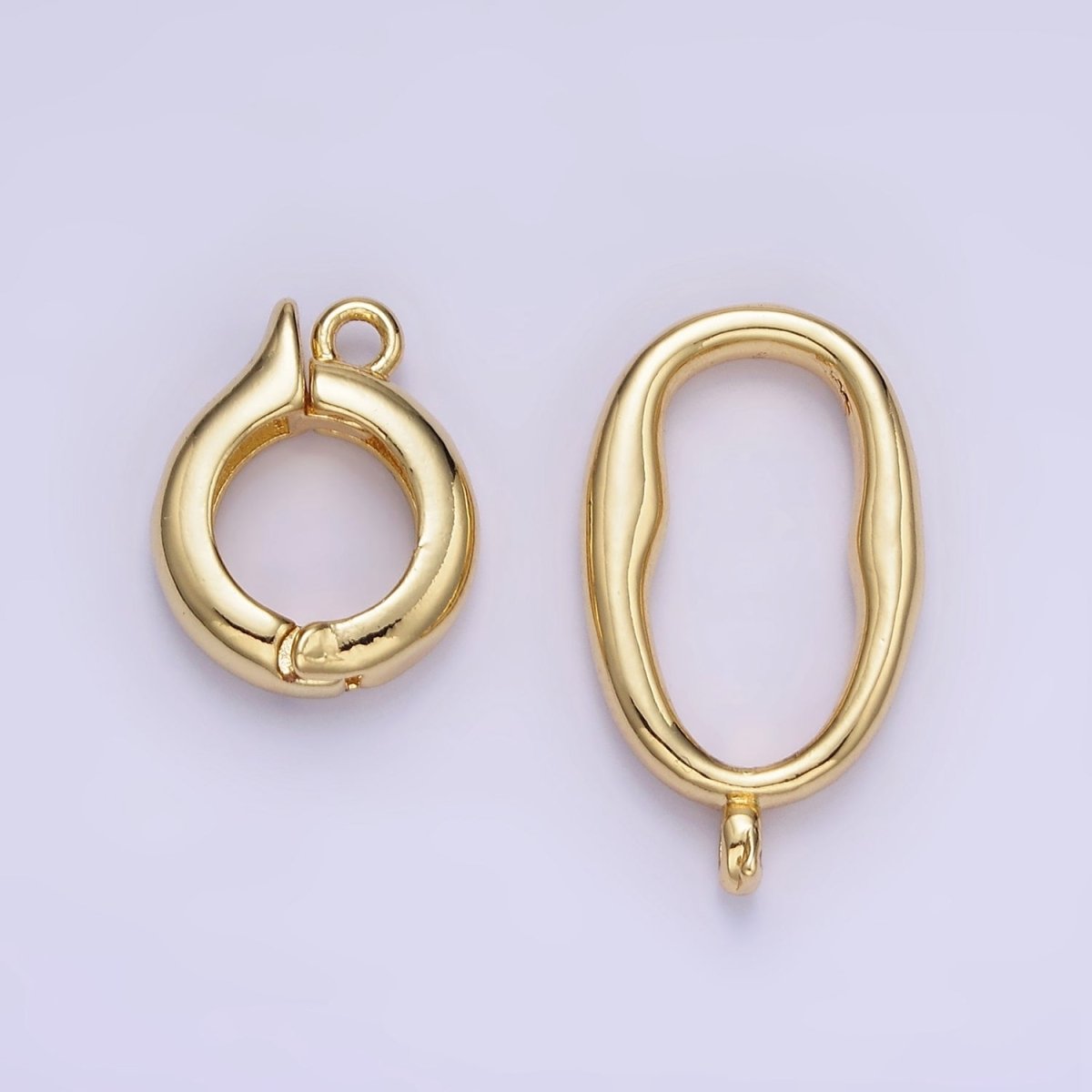 14K Gold Filled Oblong Snap Latch Bail Findings Set in Gold & Silver | L575 - DLUXCA