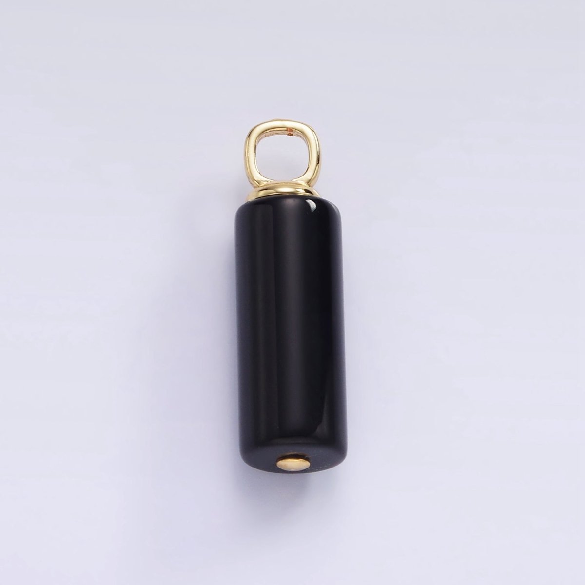 14K Gold Filled Onyx Gemstone Cylinder Drop Charm | H362 - DLUXCA