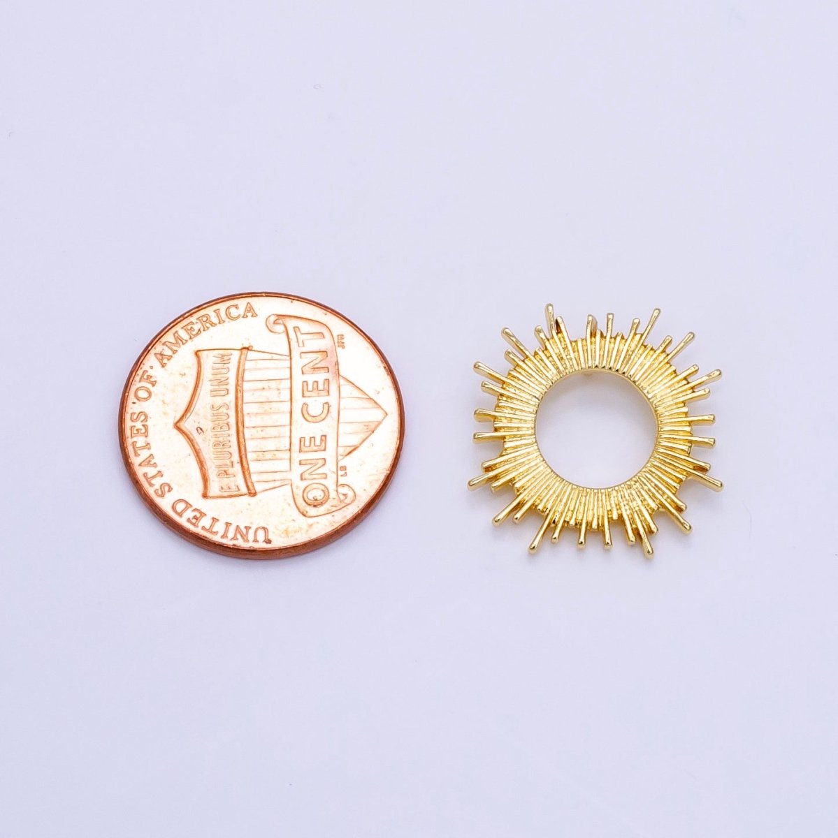 14K Gold Filled Open Celestial Sunburst Back Loop Pendant in Gold & Silver | AG812 - DLUXCA