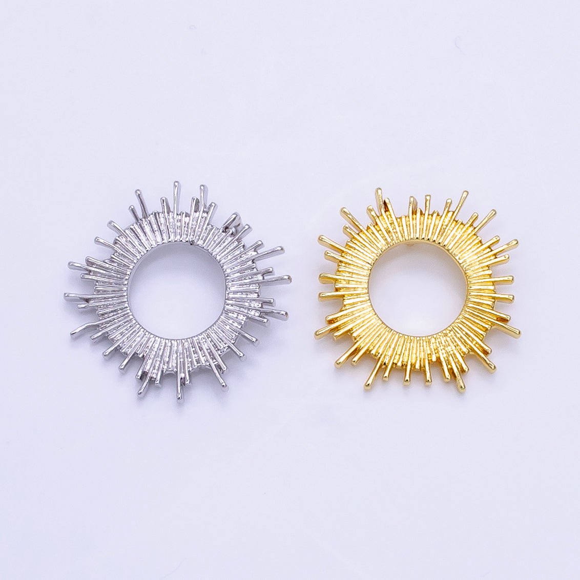 14K Gold Filled Open Celestial Sunburst Back Loop Pendant in Gold & Silver | AG812 - DLUXCA