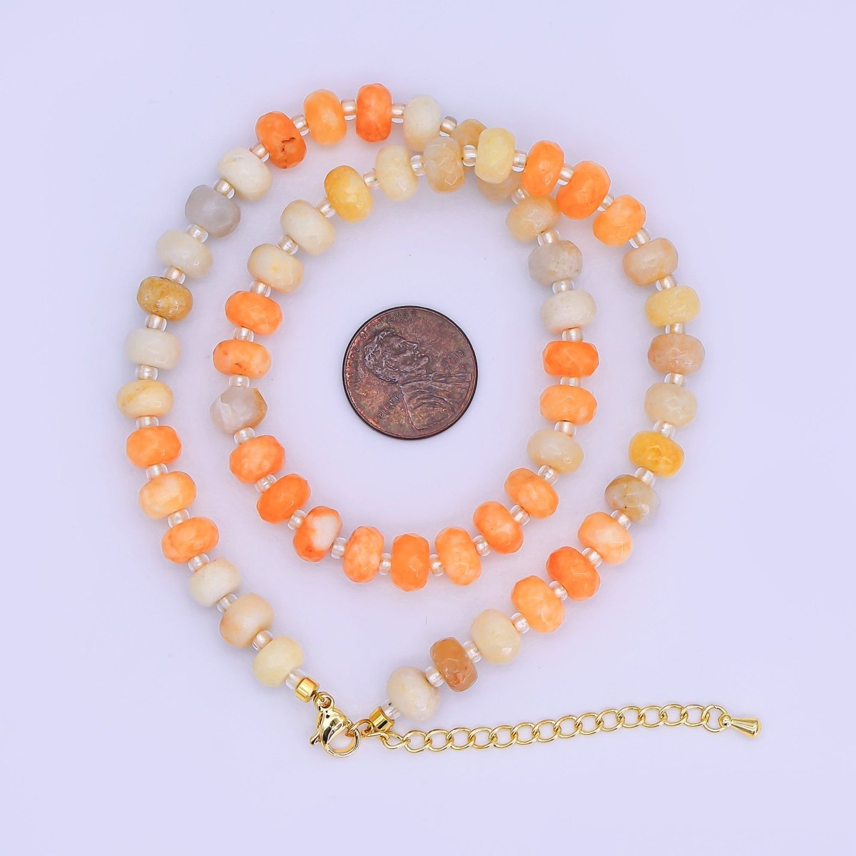14K Gold Filled Orange Citrine Natural Gemstone 16 Inch, 18 Inch Necklace | WA - 3145 WA - 3146 - DLUXCA