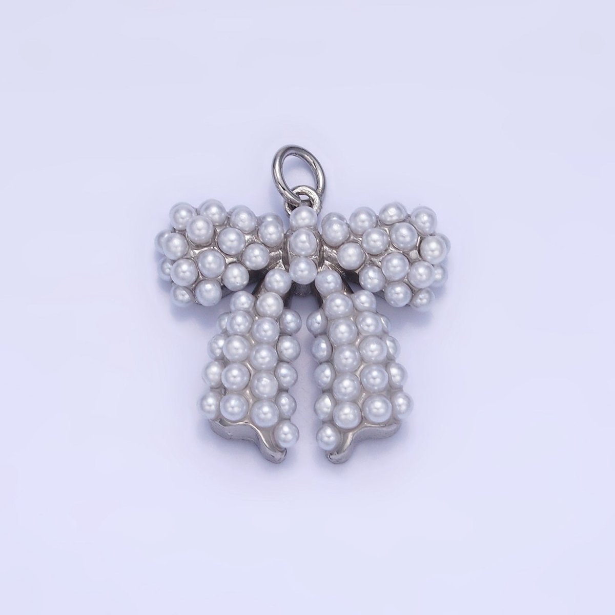 14K Gold Filled Pearl Ribbon Bow Charm in Gold & Silver | C028 - DLUXCA