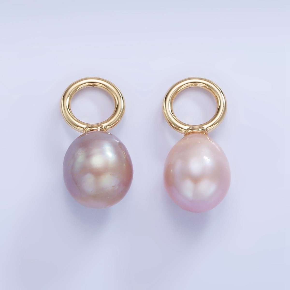 14K Gold Filled Pink, Purple Freshwater Pearl Button Drop Pendant | P1741 - DLUXCA