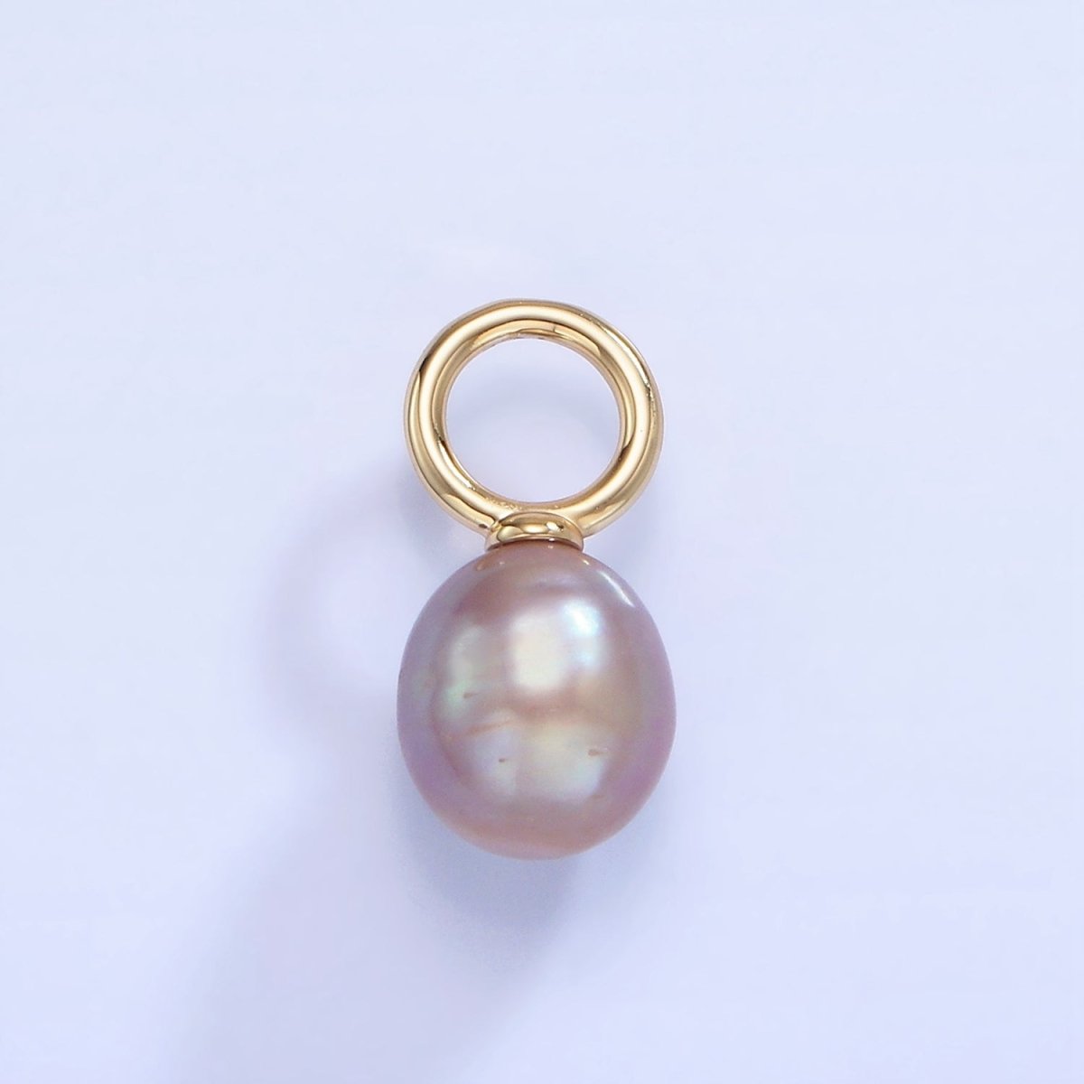 14K Gold Filled Pink, Purple Freshwater Pearl Button Drop Pendant | P1741 - DLUXCA