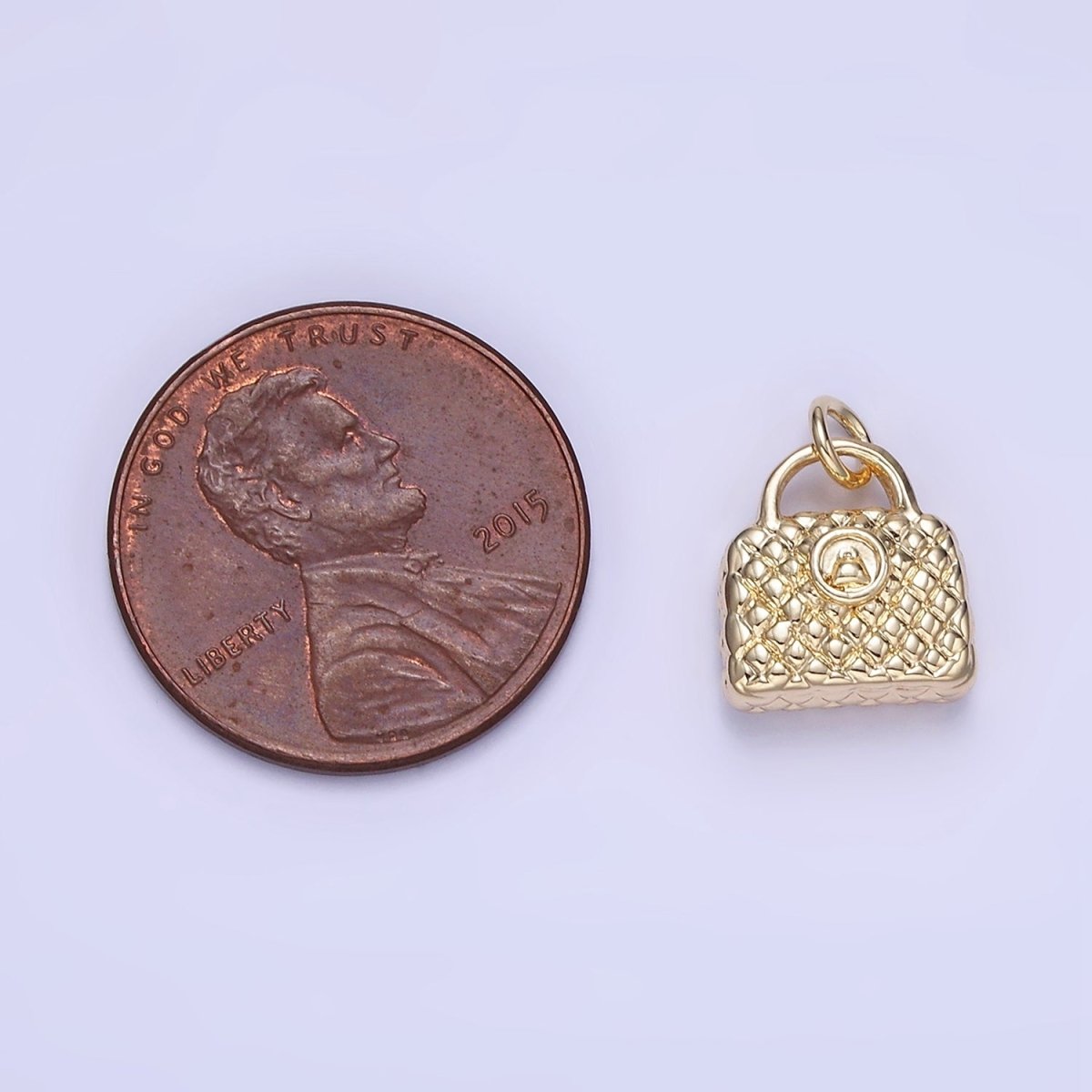 14K Gold Filled Quilted Handbag Purse Puffed Mini Charm | W659 - DLUXCA
