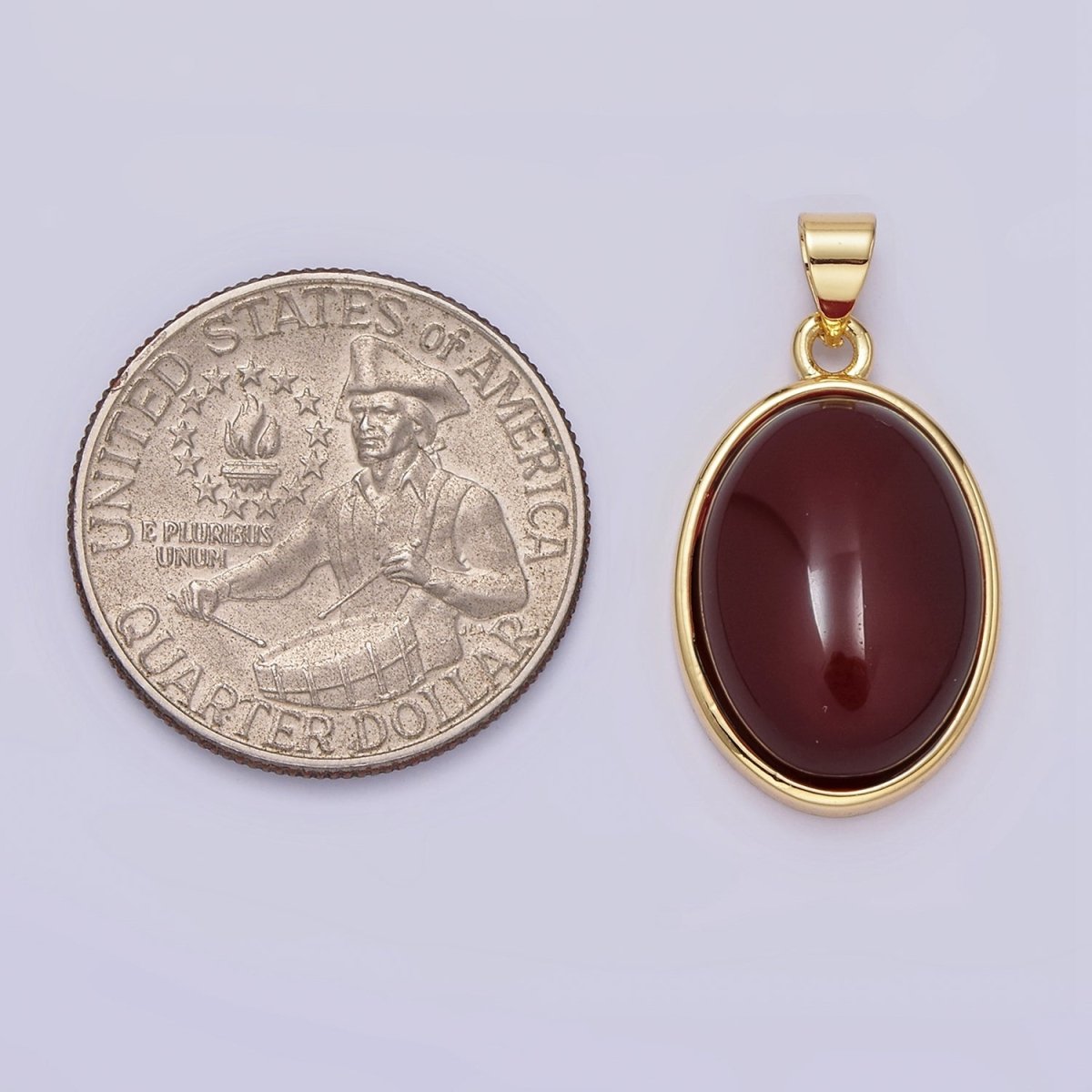 14K Gold Filled Red Carnelian, Labradorite, Amethyst Cabochon Oval Minimalist Pendant | AA - 683 AA - 684 - DLUXCA
