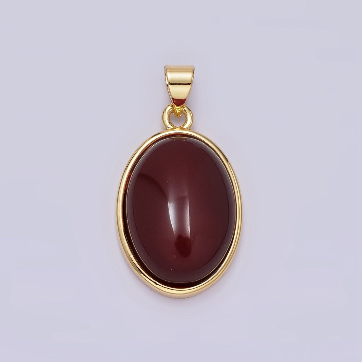 14K Gold Filled Red Carnelian, Labradorite, Amethyst Cabochon Oval Minimalist Pendant | AA - 683 AA - 684 - DLUXCA