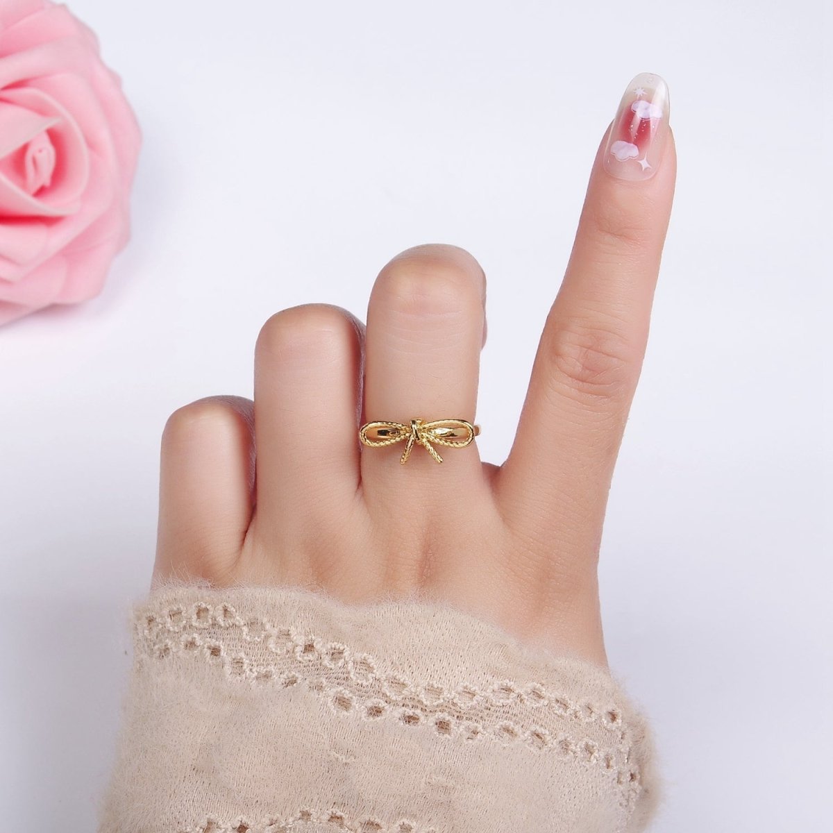 14K Gold Filled Rope Ribbon Ring in Gold & Silver | O980 O981 - DLUXCA