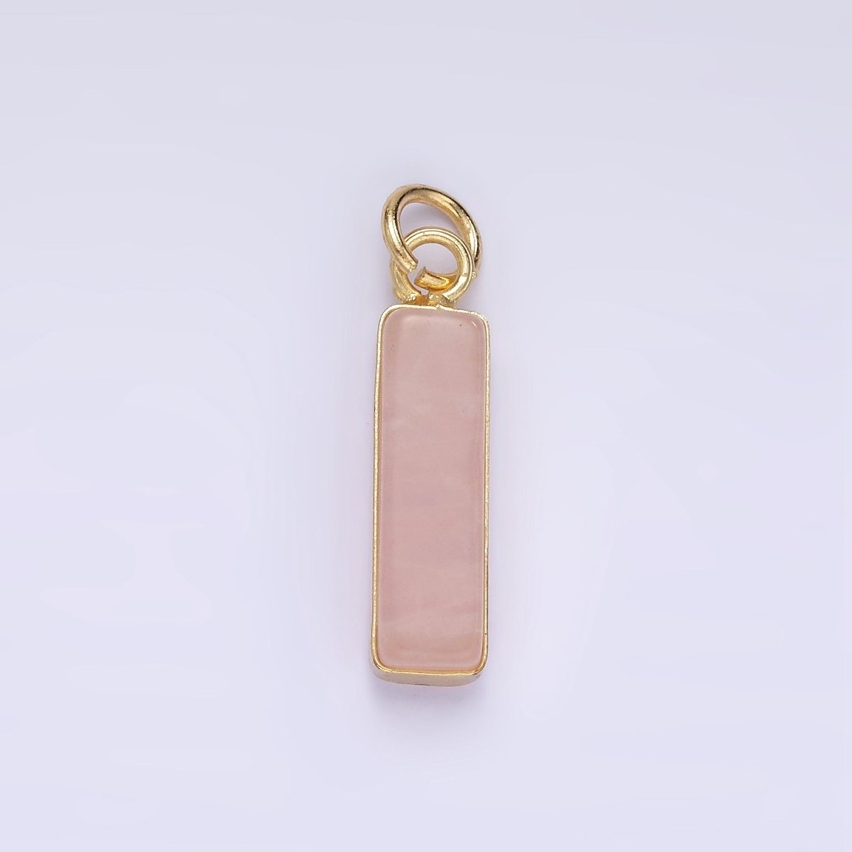 14K Gold Filled Rose Quartz, Turquoise, Shell Pearl Rectangular Tube Bezel Charm | D564 - DLUXCA