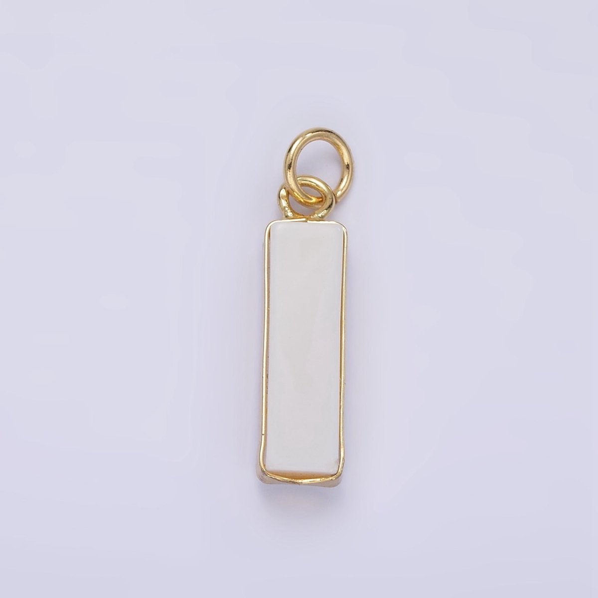 14K Gold Filled Rose Quartz, Turquoise, Shell Pearl Rectangular Tube Bezel Charm | D564 - DLUXCA