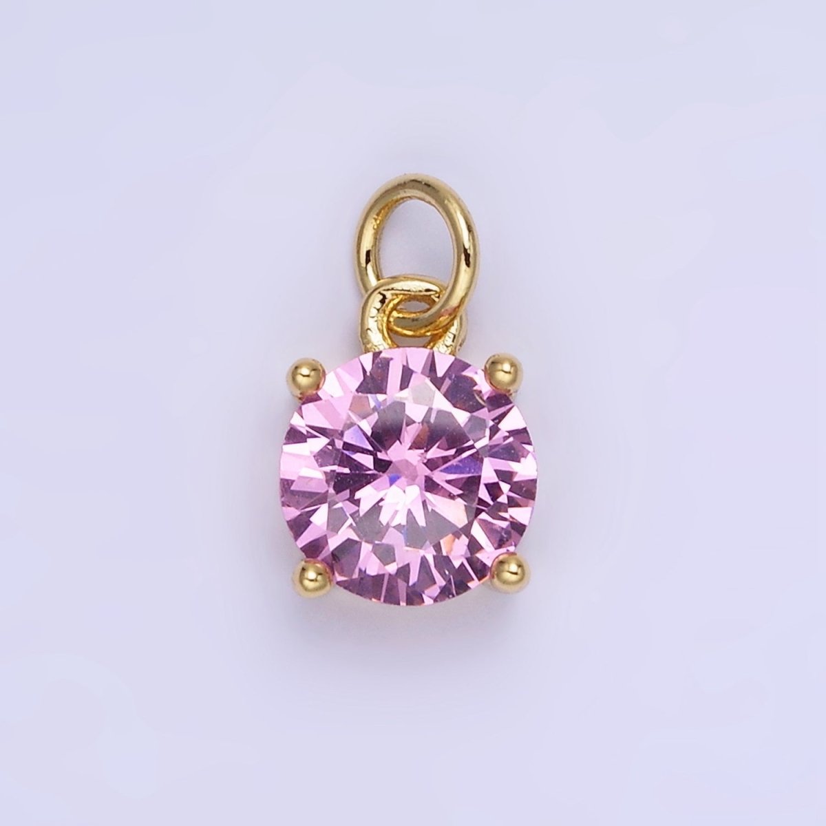 14K Gold Filled Round Birthstone CZ Add-On Charm in Gold & Silver | AG813 - AG824 - DLUXCA