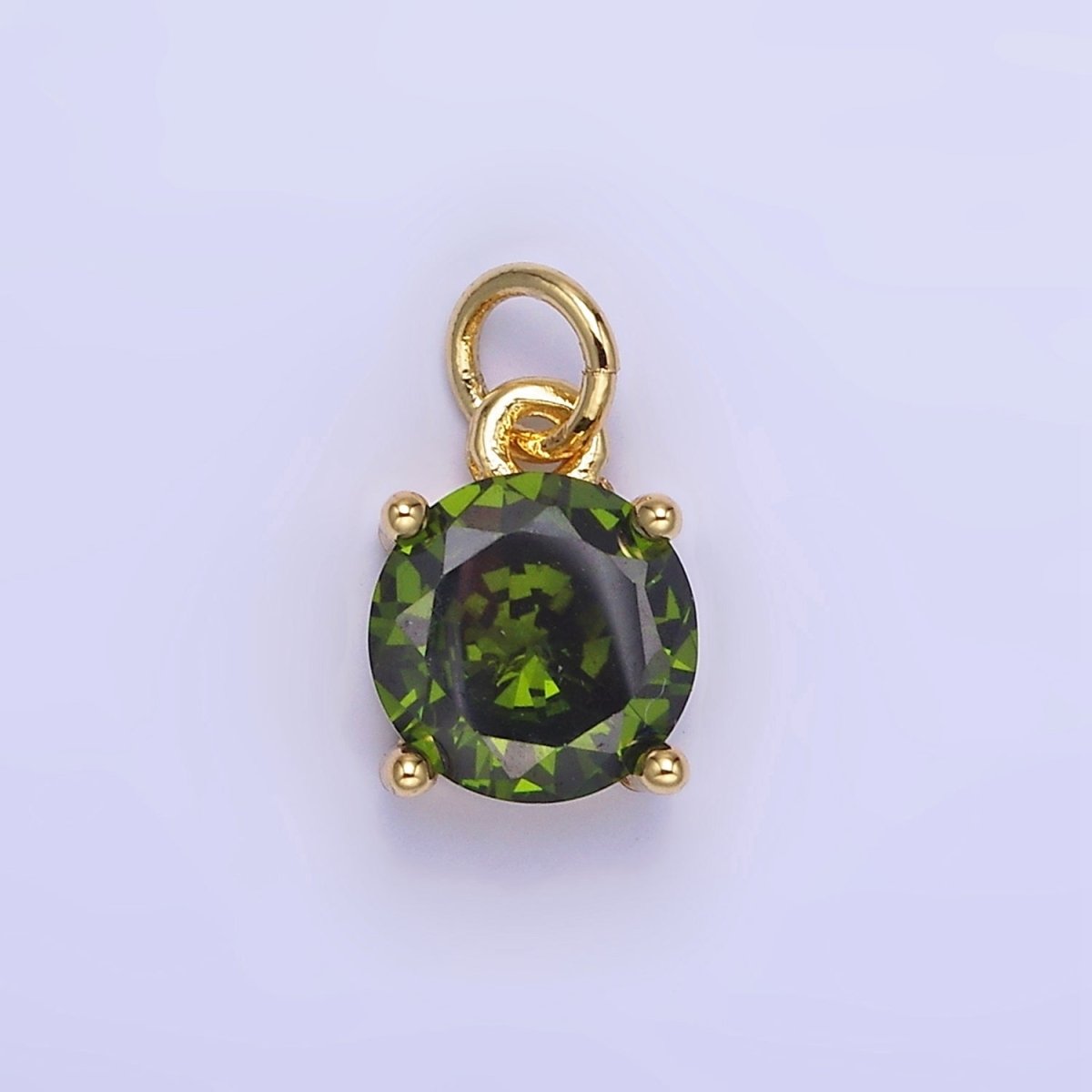 14K Gold Filled Round Birthstone CZ Add-On Charm in Gold & Silver | AG813 - AG824 - DLUXCA