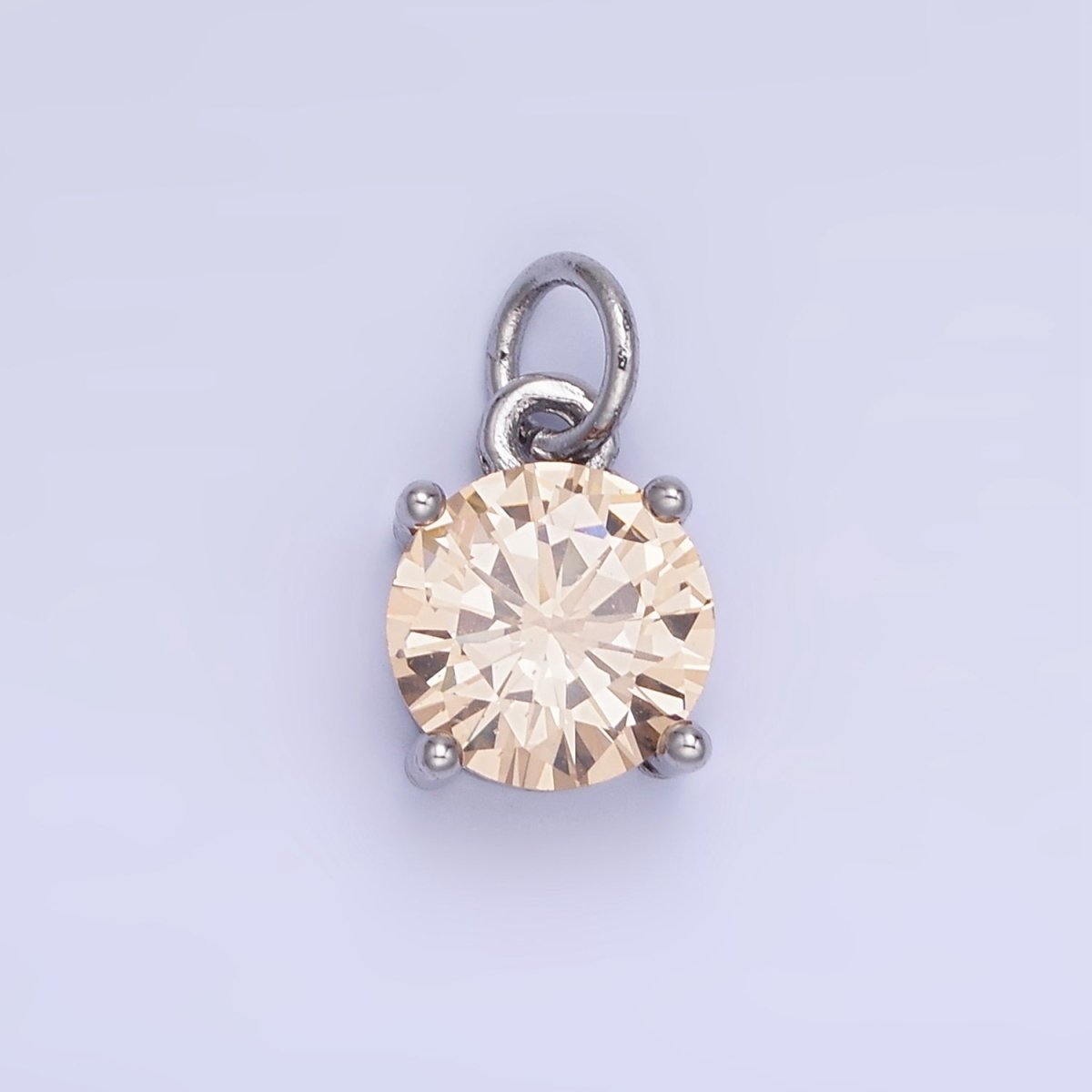 14K Gold Filled Round Birthstone CZ Add-On Charm in Gold & Silver | AG813 - AG824 - DLUXCA