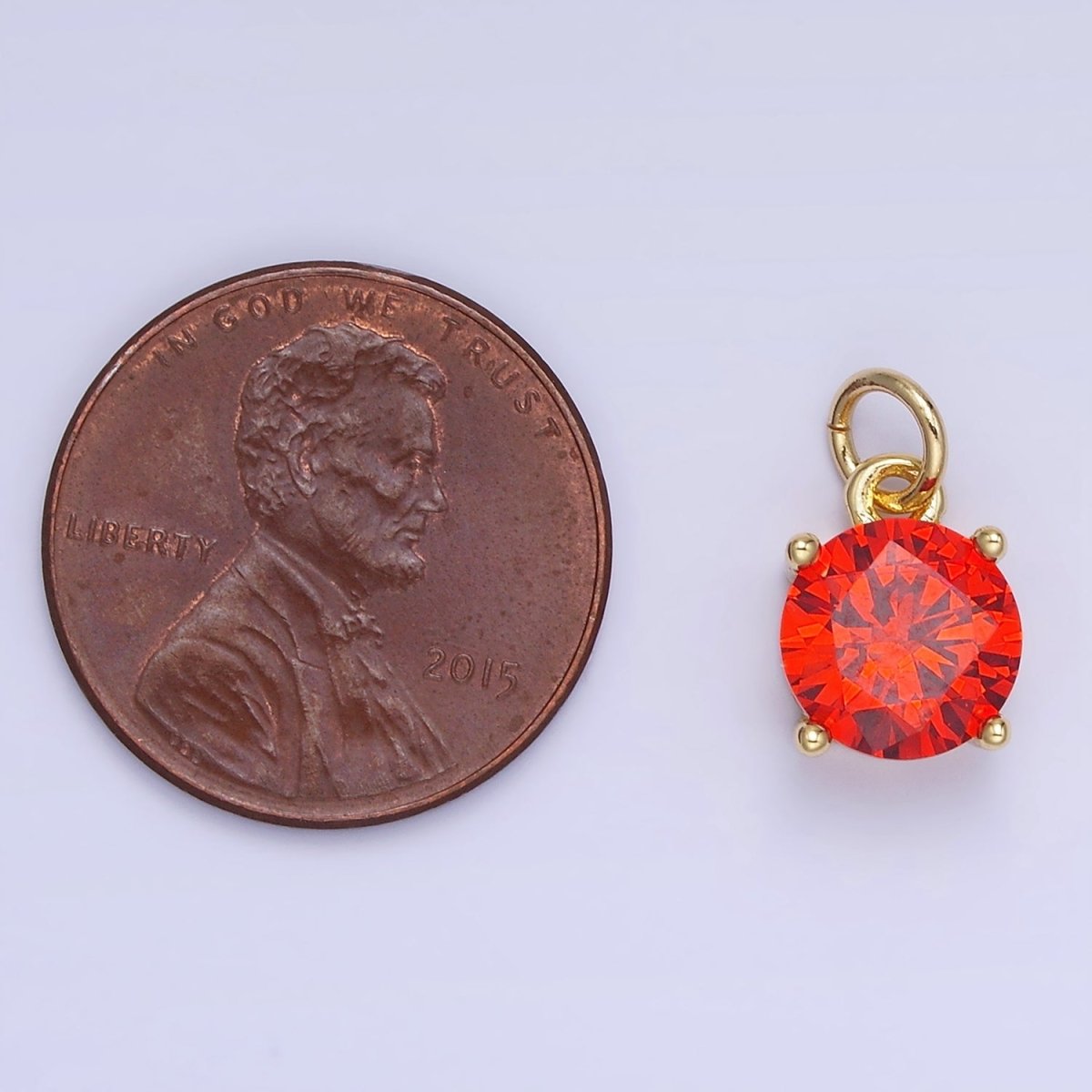 14K Gold Filled Round Birthstone CZ Add-On Charm in Gold & Silver | AG813 - AG824 - DLUXCA