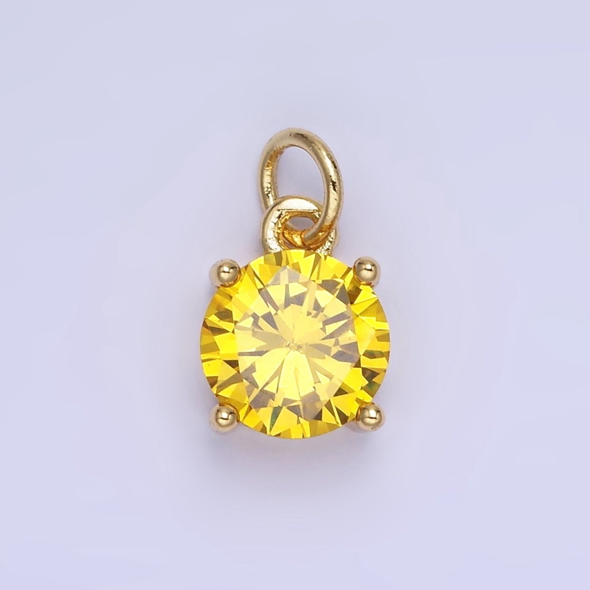 14K Gold Filled Round Birthstone CZ Add-On Charm in Gold & Silver | AG813 - AG824 - DLUXCA