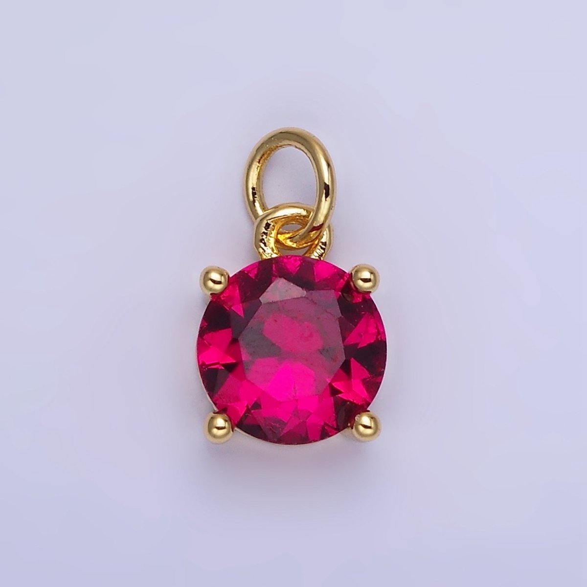 14K Gold Filled Round Birthstone CZ Add-On Charm in Gold & Silver | AG813 - AG824 - DLUXCA