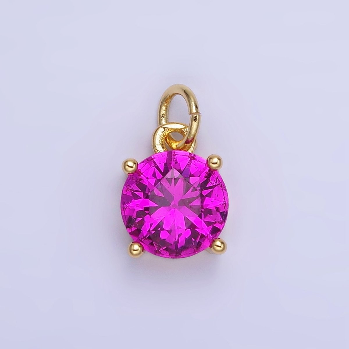 14K Gold Filled Round Birthstone CZ Add-On Charm in Gold & Silver | AG813 - AG824 - DLUXCA