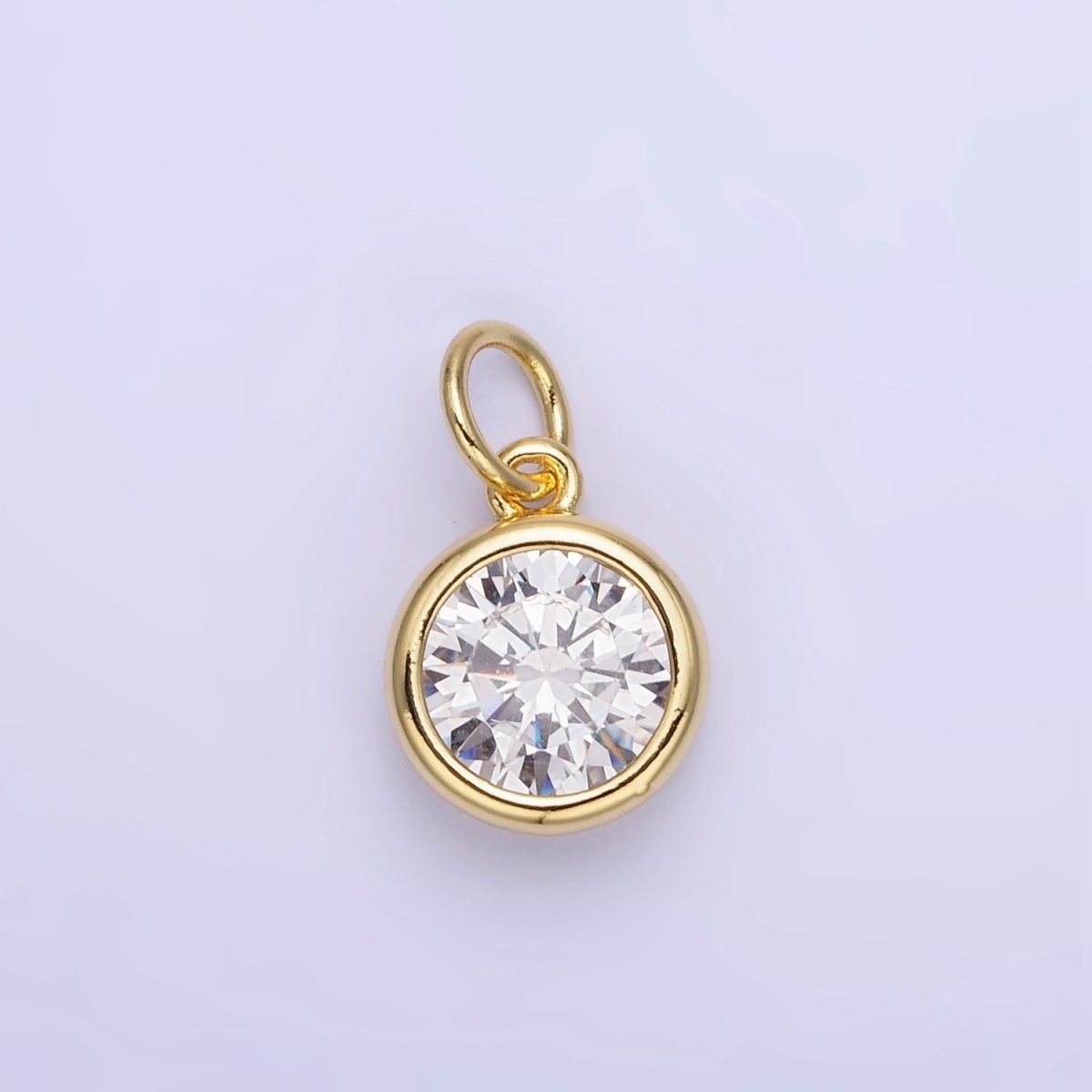 14K Gold Filled Round Birthstone CZ Bezel Add-On Charm | AG780 - AG787 - DLUXCA