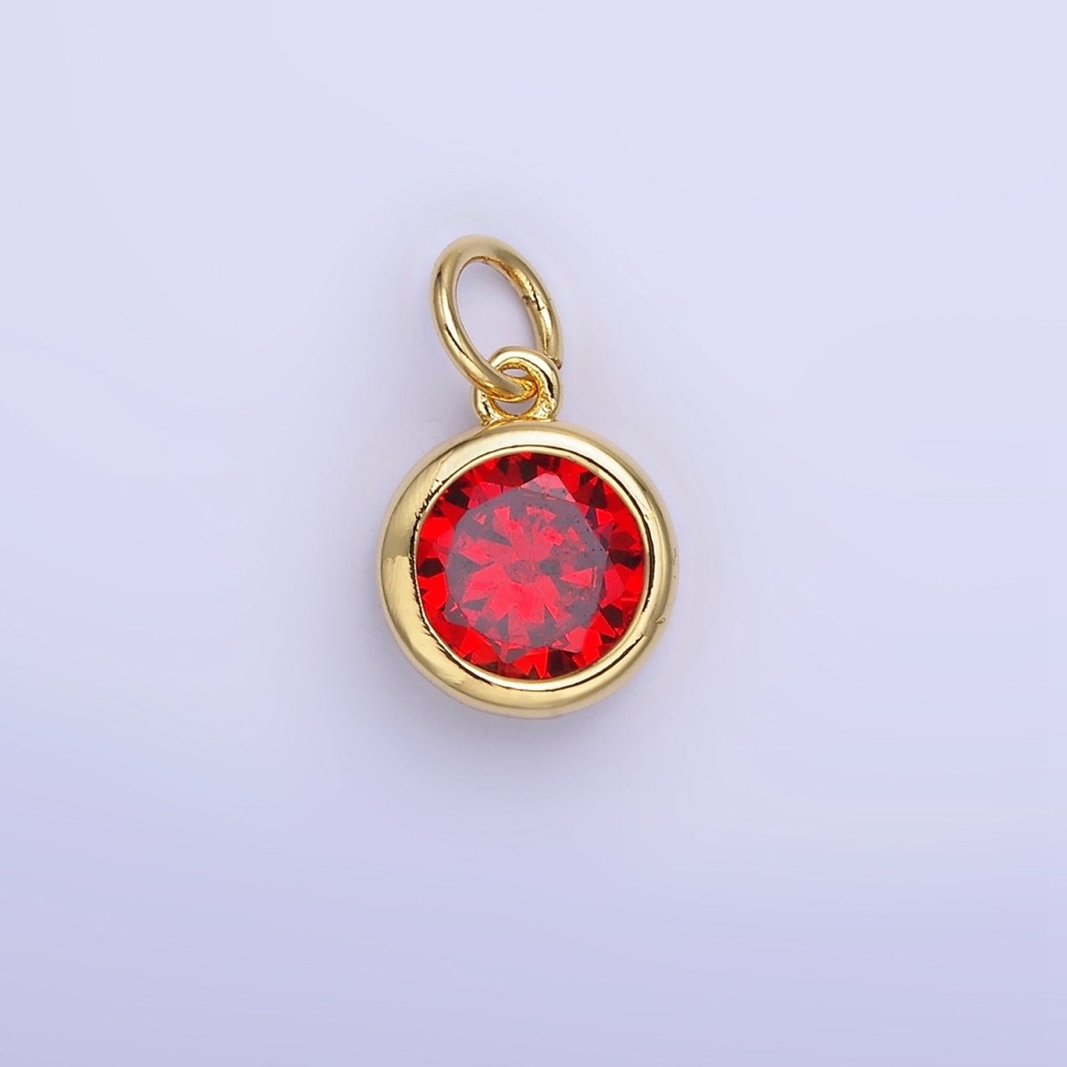 14K Gold Filled Round Birthstone CZ Bezel Add-On Charm | AG780 - AG787 - DLUXCA