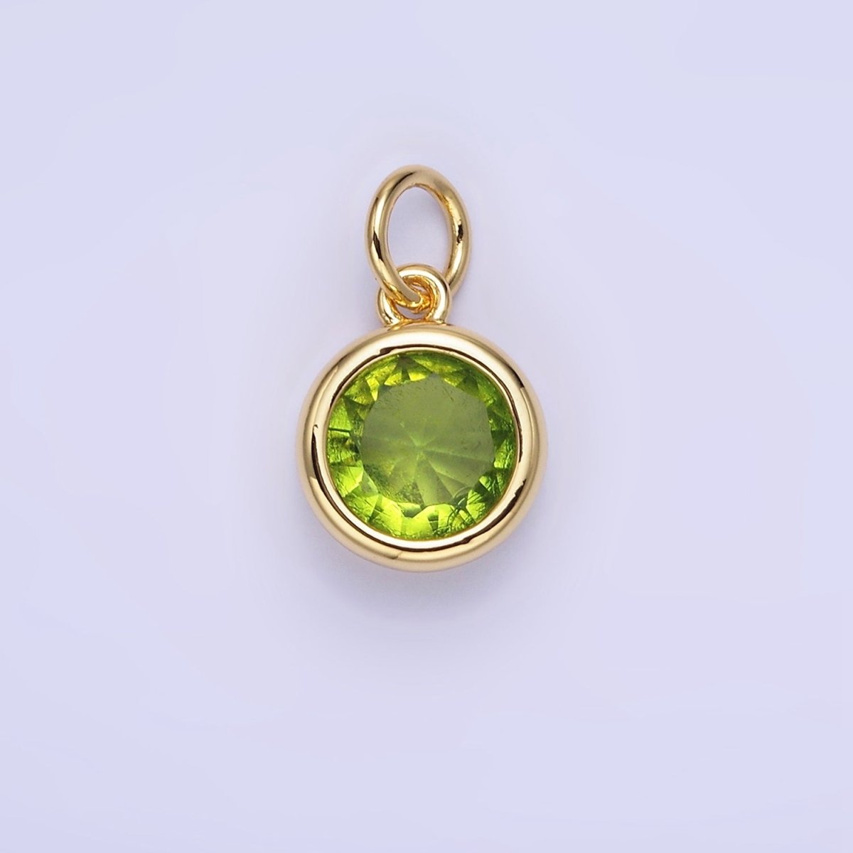 14K Gold Filled Round Birthstone CZ Bezel Add-On Charm | AG780 - AG787 - DLUXCA