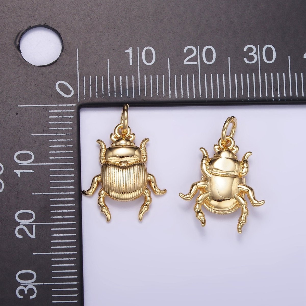 14K Gold Filled Scarab Beetle Textured Animal Charm | W775 - DLUXCA
