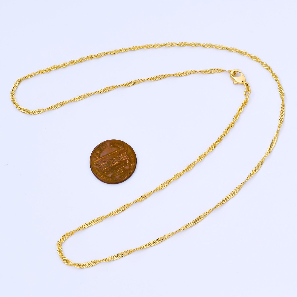 14k Gold Filled Singapore Twist Chain Necklace, Gold Filled Rope Chain Necklace Ready to Wear | WA - 773 Clearance Pricing - DLUXCA