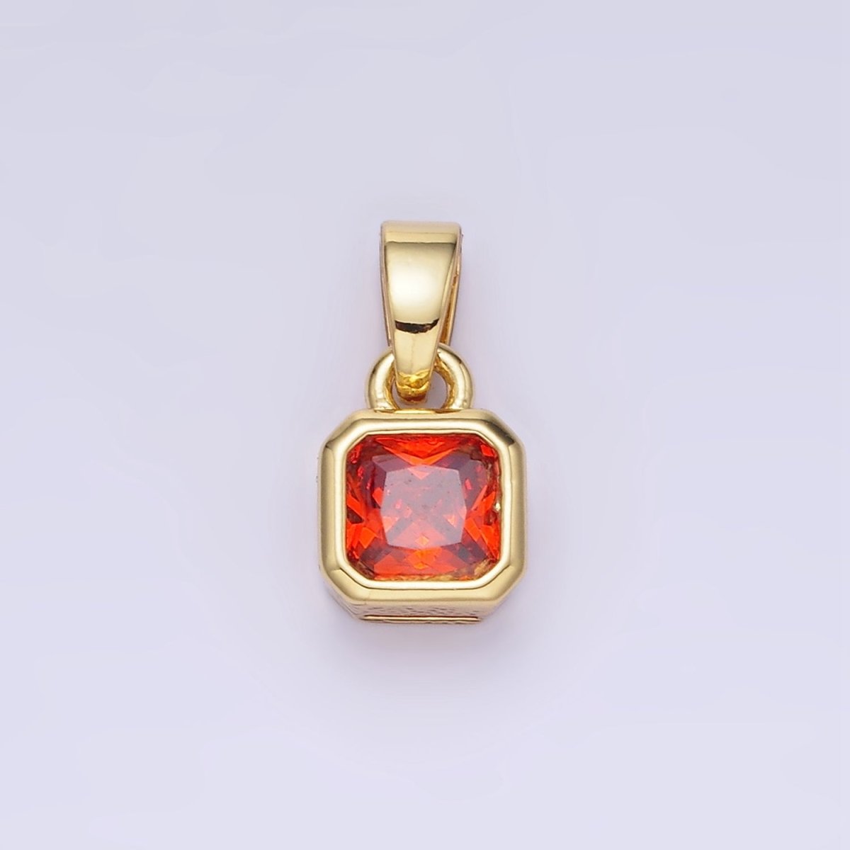14K Gold Filled Square CZ Edged Birthstone Pendant in Gold & Silver | AA1297 - AA1308 - DLUXCA