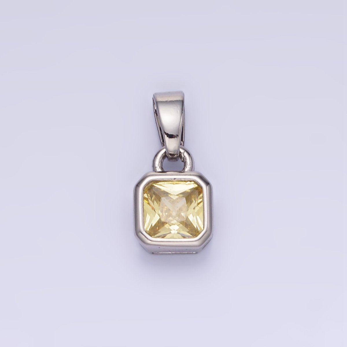 14K Gold Filled Square CZ Edged Birthstone Pendant in Gold & Silver | AA1297 - AA1308 - DLUXCA