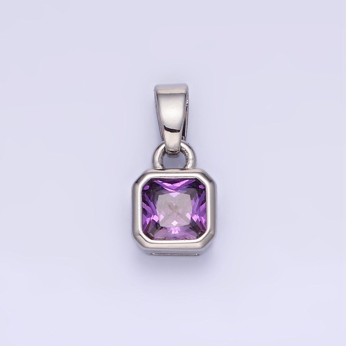14K Gold Filled Square CZ Edged Birthstone Pendant in Gold & Silver | AA1297 - AA1308 - DLUXCA
