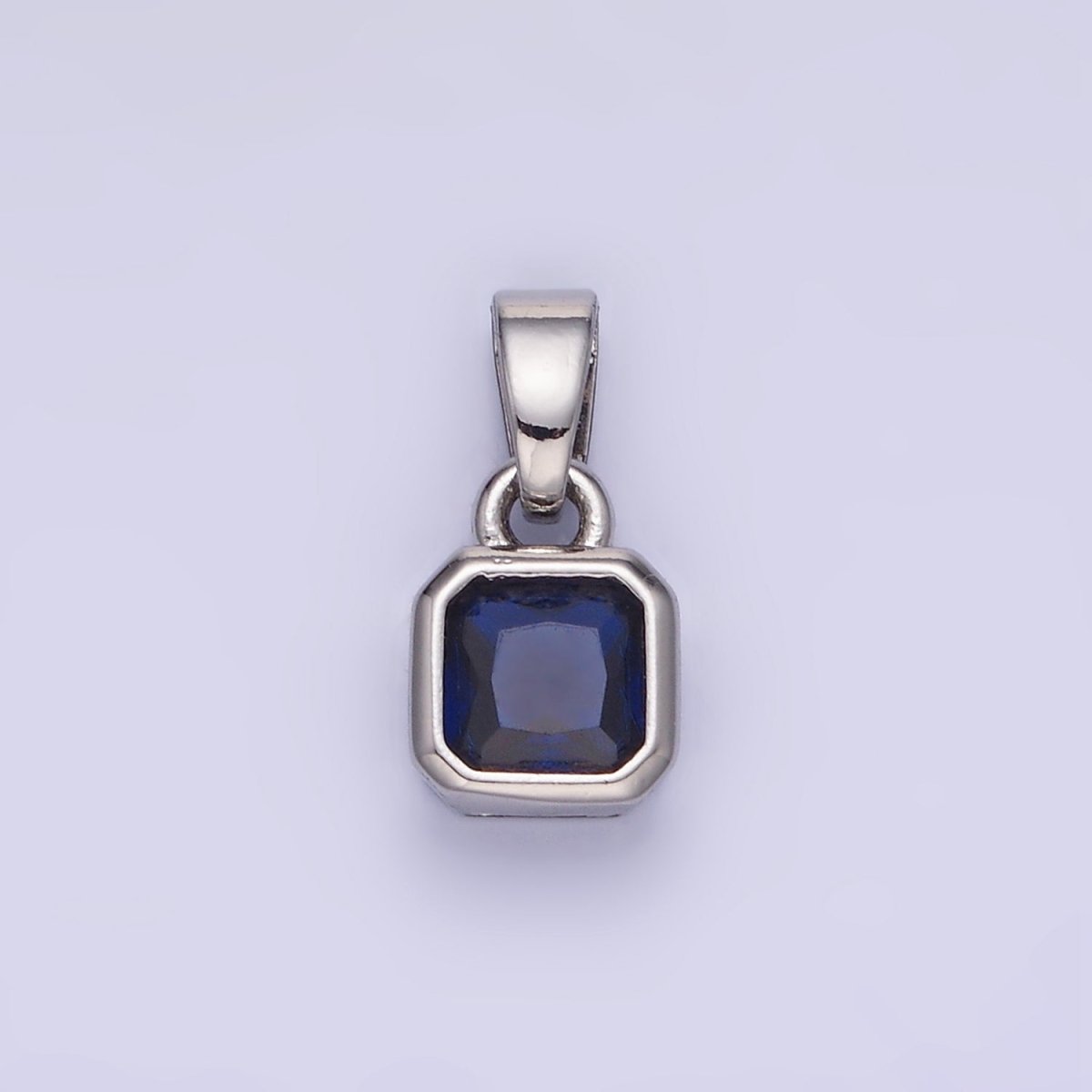 14K Gold Filled Square CZ Edged Birthstone Pendant in Gold & Silver | AA1297 - AA1308 - DLUXCA