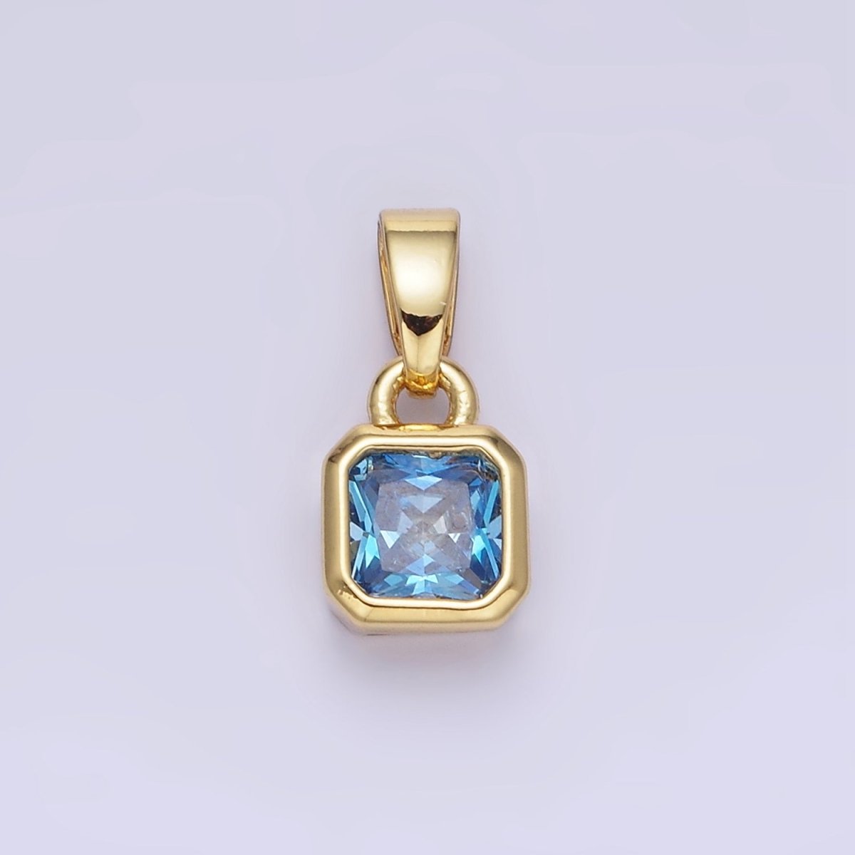14K Gold Filled Square CZ Edged Birthstone Pendant in Gold & Silver | AA1297 - AA1308 - DLUXCA