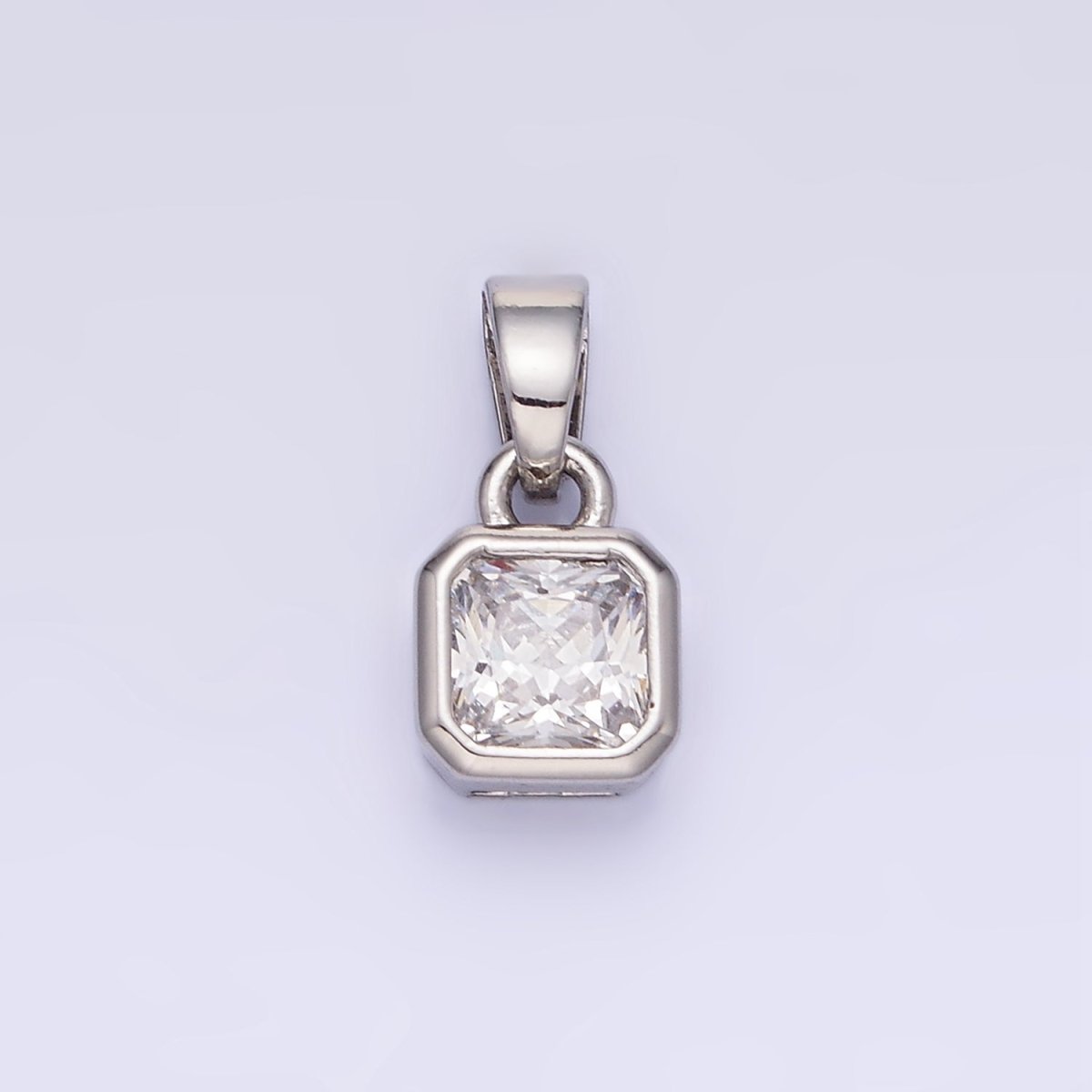 14K Gold Filled Square CZ Edged Birthstone Pendant in Gold & Silver | AA1297 - AA1308 - DLUXCA