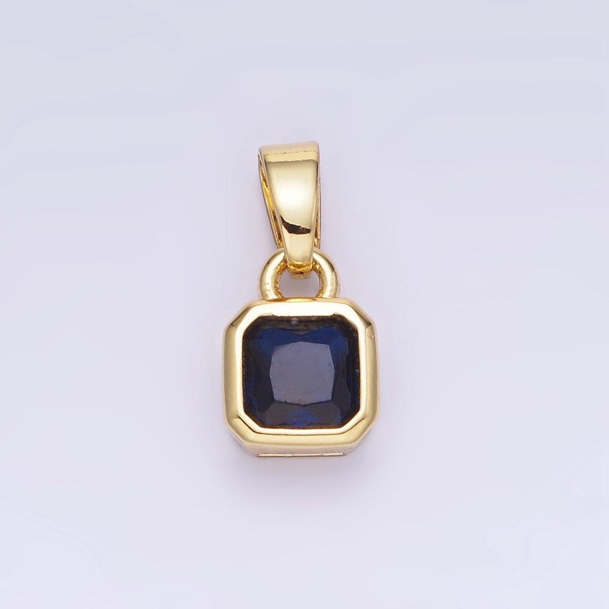 14K Gold Filled Square CZ Edged Birthstone Pendant in Gold & Silver | AA1297 - AA1308 - DLUXCA