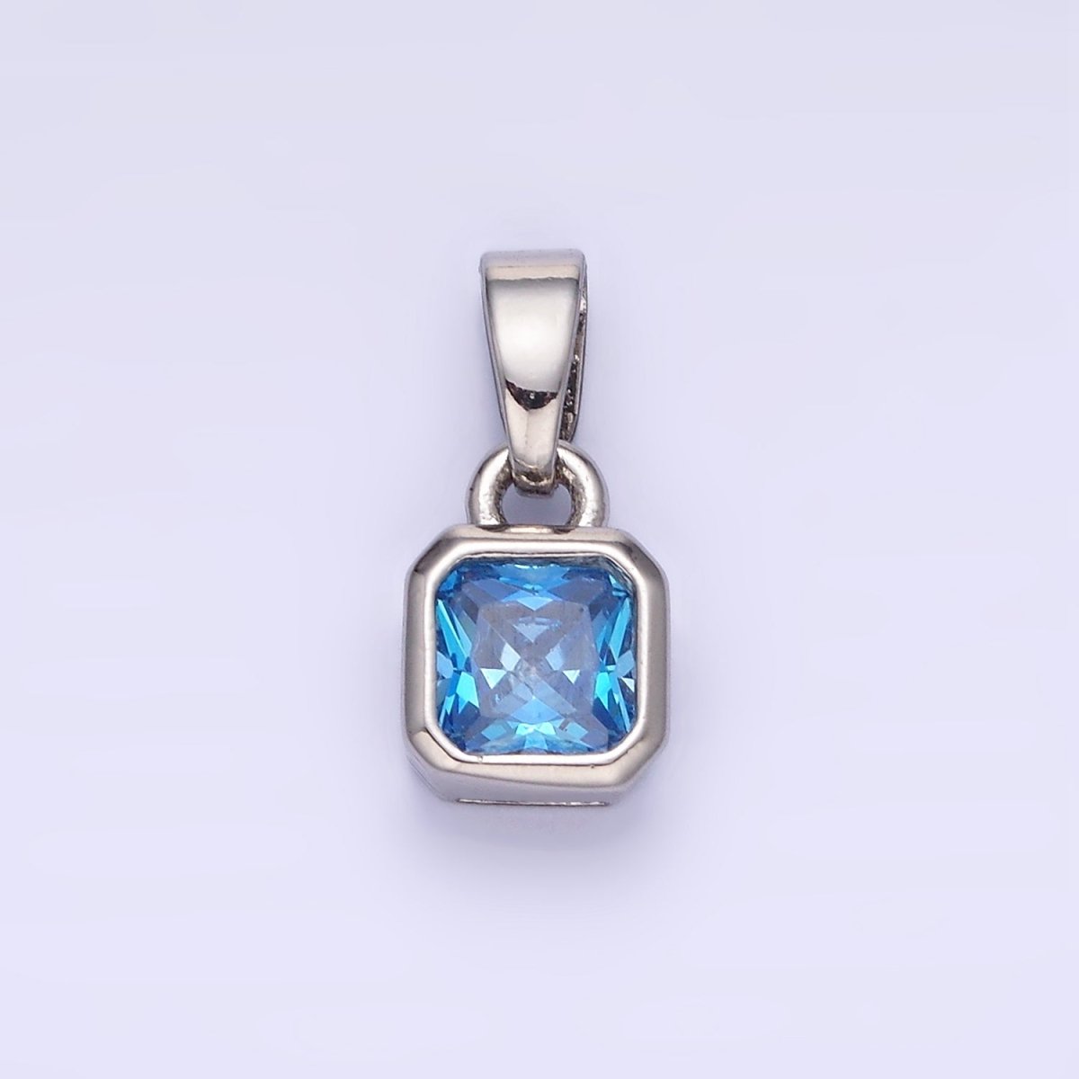 14K Gold Filled Square CZ Edged Birthstone Pendant in Gold & Silver | AA1297 - AA1308 - DLUXCA