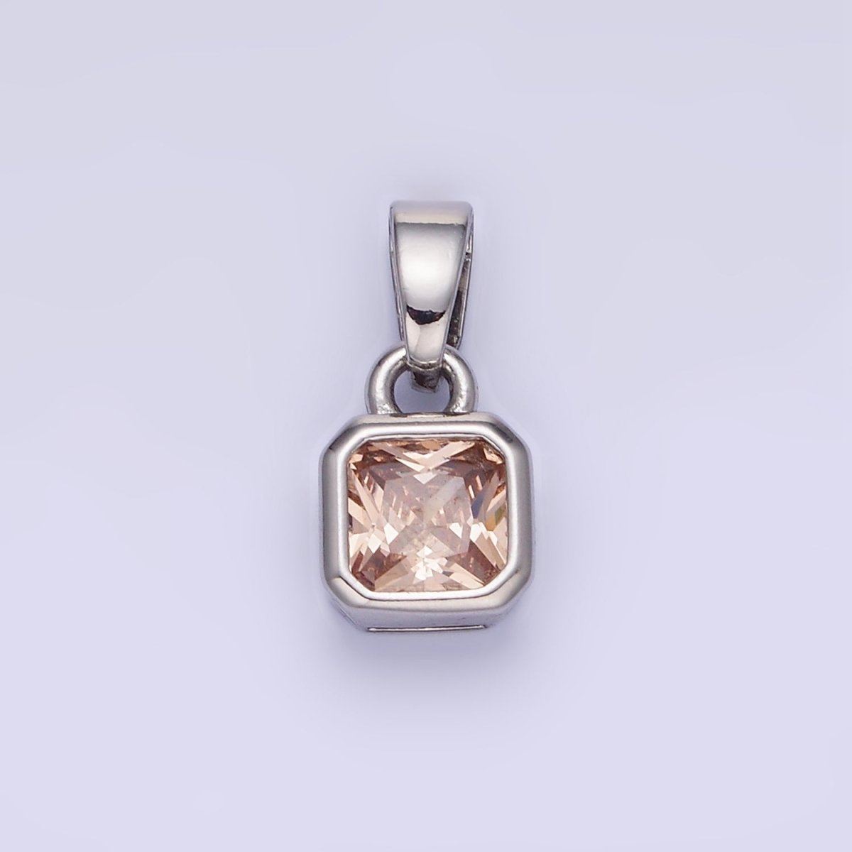 14K Gold Filled Square CZ Edged Birthstone Pendant in Gold & Silver | AA1297 - AA1308 - DLUXCA