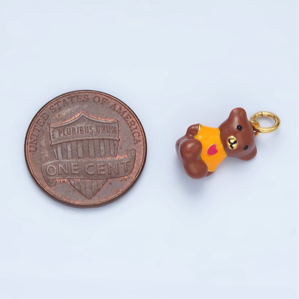 14K Gold Filled Teddy Bear Heart Shirt Animal Charm | AG950 - DLUXCA