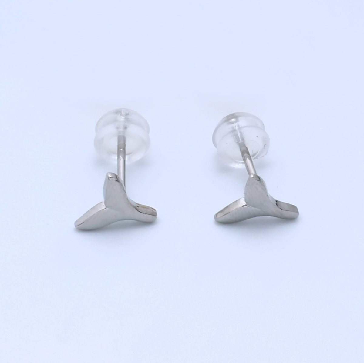 14K Gold Filled Whale Tail Minimalist Mini Stud Earrings in Gold & Silver | Q290 AD162 - DLUXCA