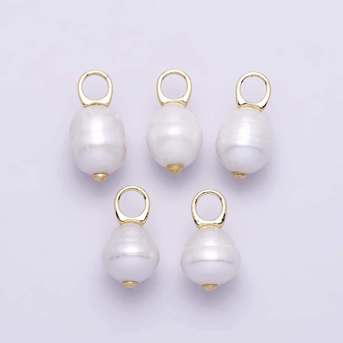 14K Gold Filled White Ringed Baroque Freshwater Pearl Drop Pendant | P1734 - DLUXCA