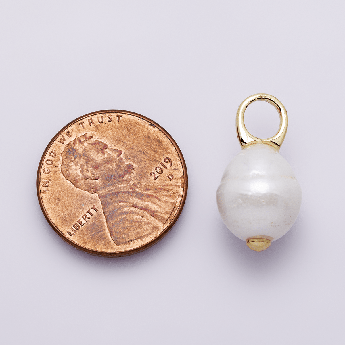 14K Gold Filled White Ringed Baroque Freshwater Pearl Drop Pendant | P1734 - DLUXCA