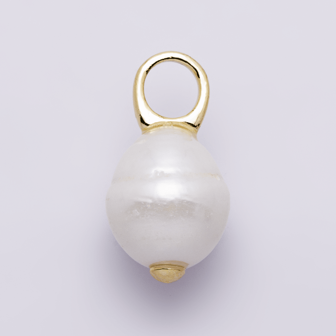 14K Gold Filled White Ringed Baroque Freshwater Pearl Drop Pendant | P1734 - DLUXCA
