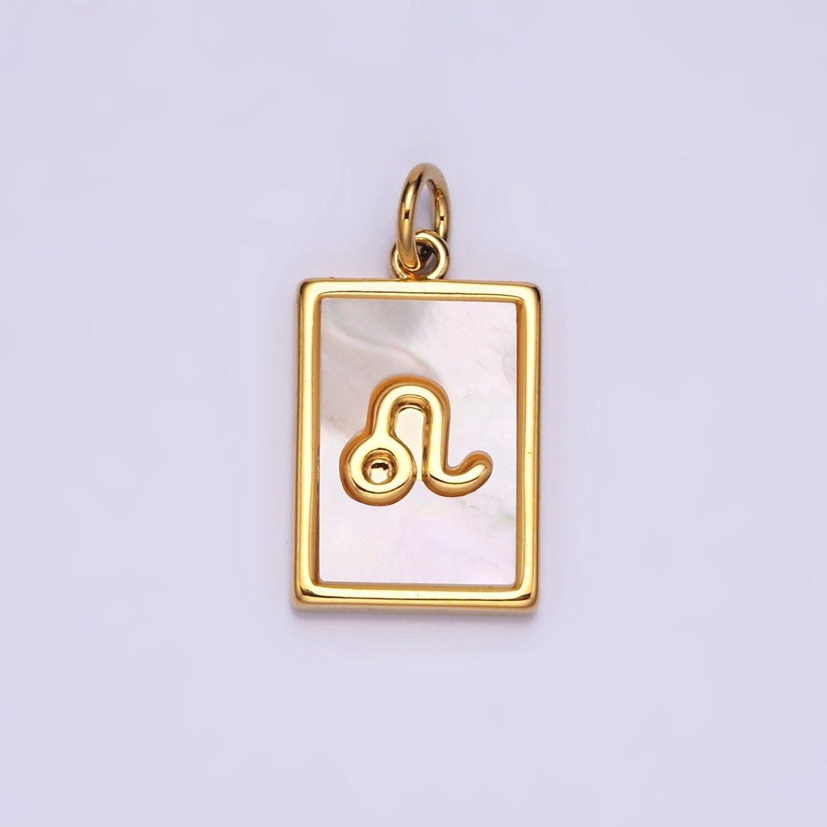 14K Gold Filled Zodiac Sign Shell Pearl Rectangular Tag Charm | A1247 - A1258 - DLUXCA