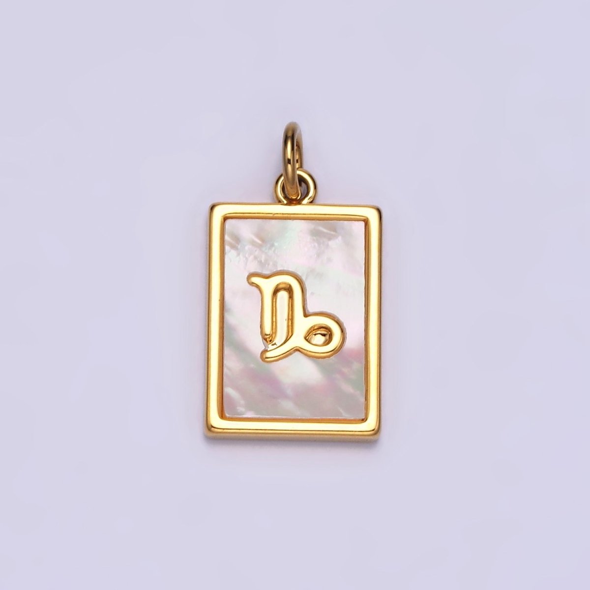 14K Gold Filled Zodiac Sign Shell Pearl Rectangular Tag Charm | A1247 - A1258 - DLUXCA