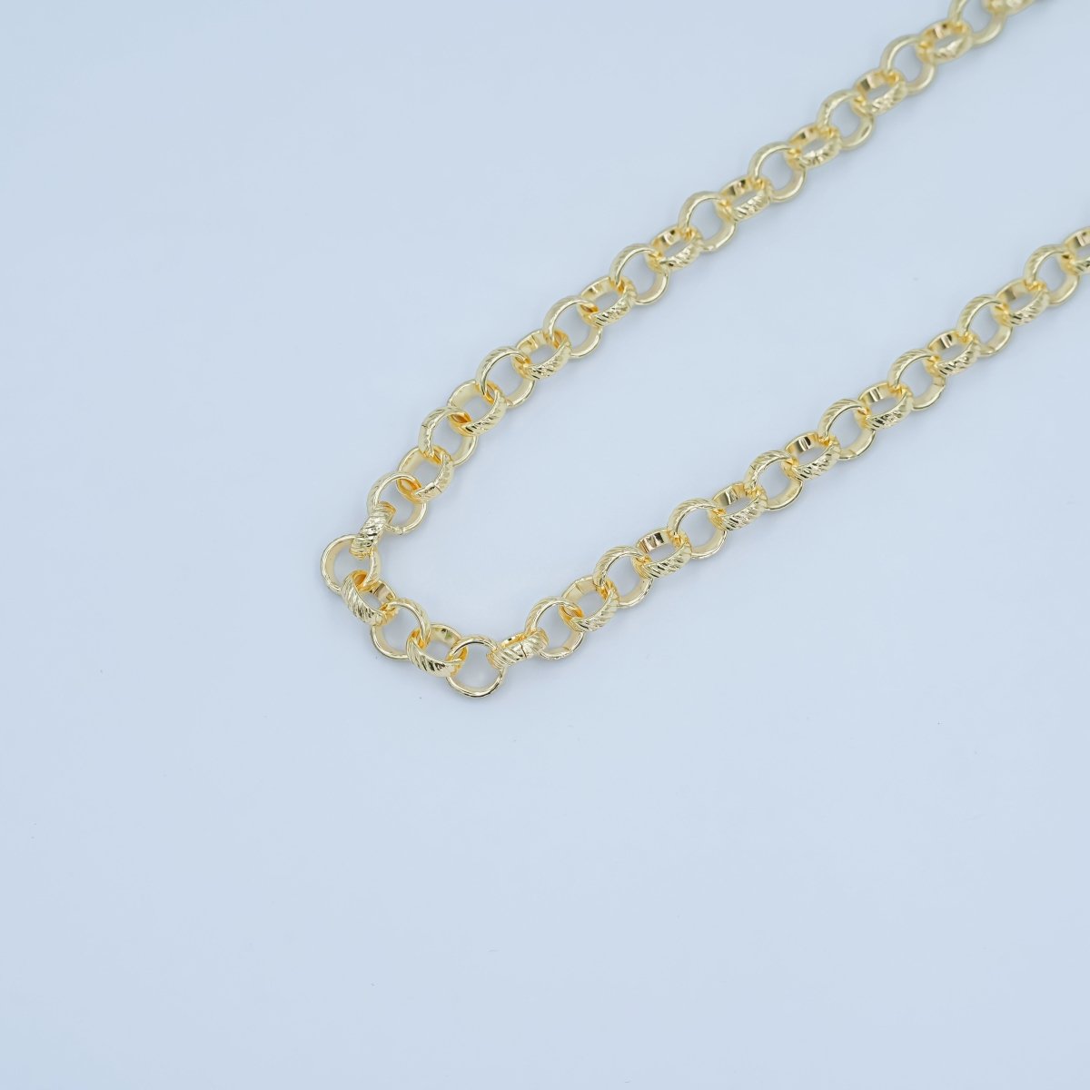 14K Gold Plated Rolo Cable Chain by Yard, Gold Plated Cable Rolo Chain, Wholesale bulk Roll Chain for Jewelry Making, Thickness 2mm, ROLL - 030 Clearance Pricing - DLUXCA